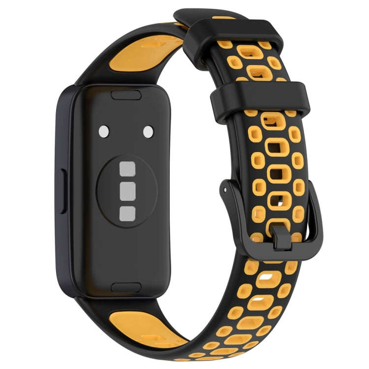 For Huawei Band 10 / 9 / 8 Two Color Silicone Watch Band(Black Yellow)