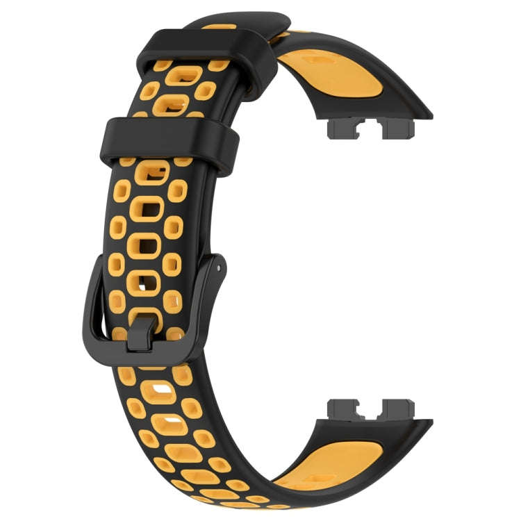 For Huawei Band 10 / 9 / 8 Two Color Silicone Watch Band(Black Yellow)