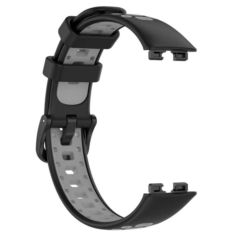 For Huawei Band 10 / 9 / 8 Two Color Silicone Watch Band(Black Grey)