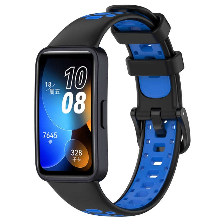 For Huawei Band 10 / 9 / 8 Two Color Silicone Watch Band(Black Blue)