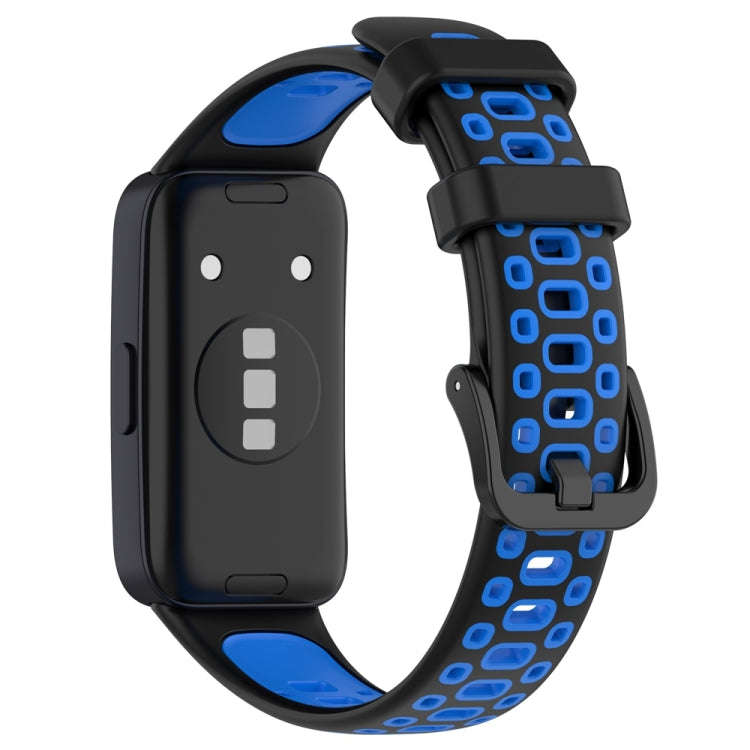 For Huawei Band 10 / 9 / 8 Two Color Silicone Watch Band(Black Blue)