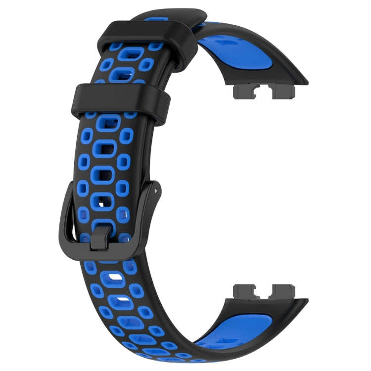 For Huawei Band 10 / 9 / 8 Two Color Silicone Watch Band(Black Blue)