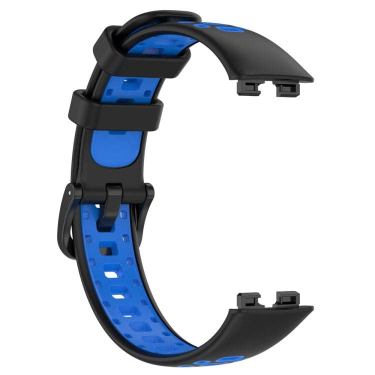 For Huawei Band 10 / 9 / 8 Two Color Silicone Watch Band(Black Blue)