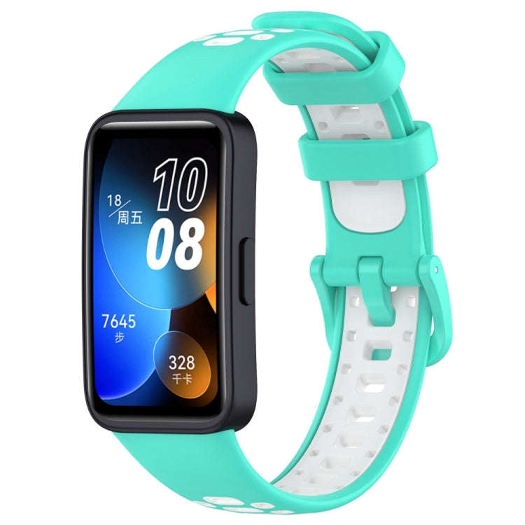 For Huawei Band 10 / 9 / 8 Two Color Silicone Watch Band(Cyan White)