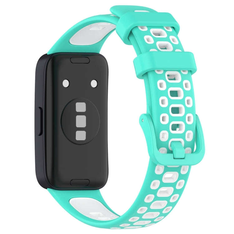 For Huawei Band 10 / 9 / 8 Two Color Silicone Watch Band(Cyan White)