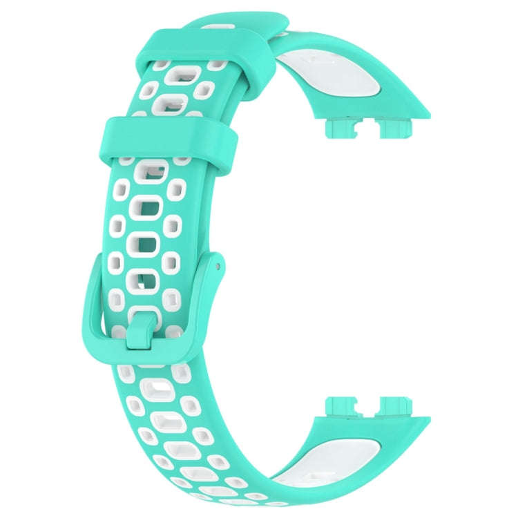 For Huawei Band 10 / 9 / 8 Two Color Silicone Watch Band(Cyan White)