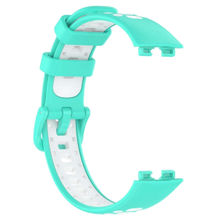 For Huawei Band 10 / 9 / 8 Two Color Silicone Watch Band(Cyan White)