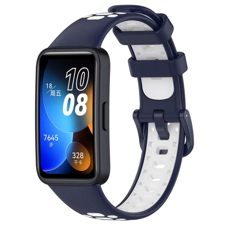 For Huawei Band 10 / 9 / 8 Two Color Silicone Watch Band(Midnight Blue White)