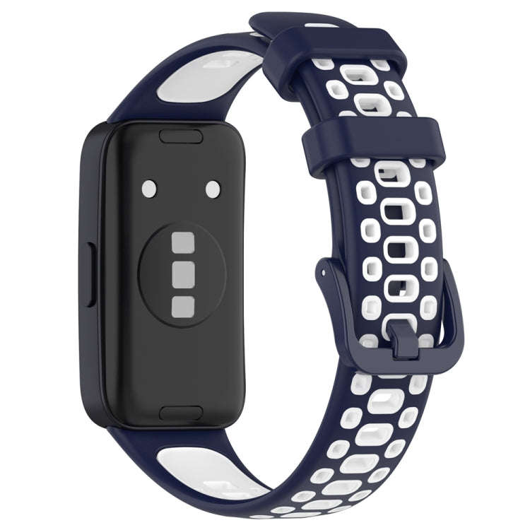 For Huawei Band 10 / 9 / 8 Two Color Silicone Watch Band(Midnight Blue White)