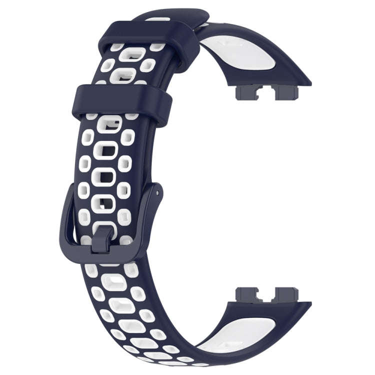For Huawei Band 10 / 9 / 8 Two Color Silicone Watch Band(Midnight Blue White)