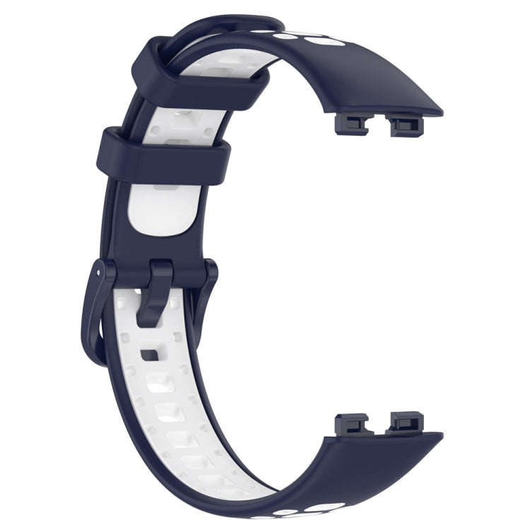 For Huawei Band 10 / 9 / 8 Two Color Silicone Watch Band(Midnight Blue White)