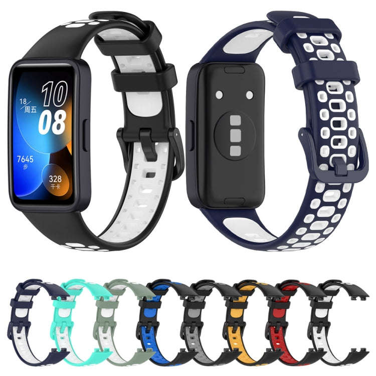For Huawei Band 10 / 9 / 8 Two Color Silicone Watch Band(Light Green White)