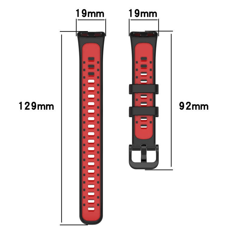 For Huawei Band 10 / 9 / 8 Two Color Silicone Watch Band(Cyan White)