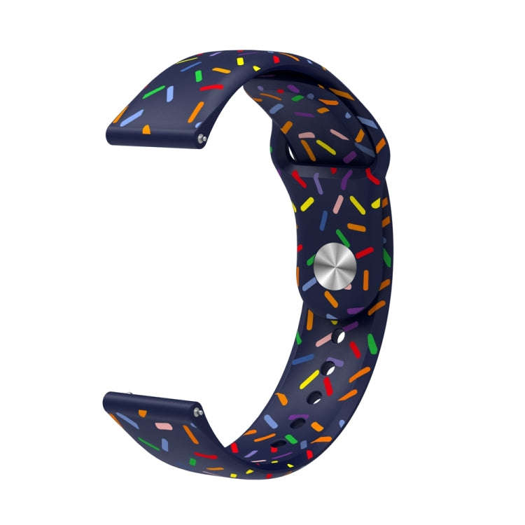 22mm Universal Reverse Buckle Colorful Oval Dot Pattern Silicone Watch Band(Dark Blue)
