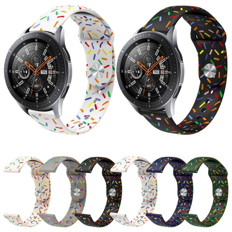 22mm Universal Reverse Buckle Colorful Oval Dot Pattern Silicone Watch Band(Dark Blue)