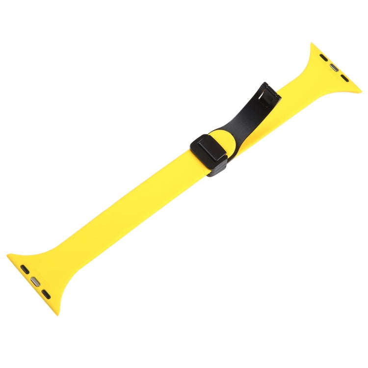 For Apple Watch Series 8 41mm Magnetic Buckle Slim Silicone Watch Band(Yellow)