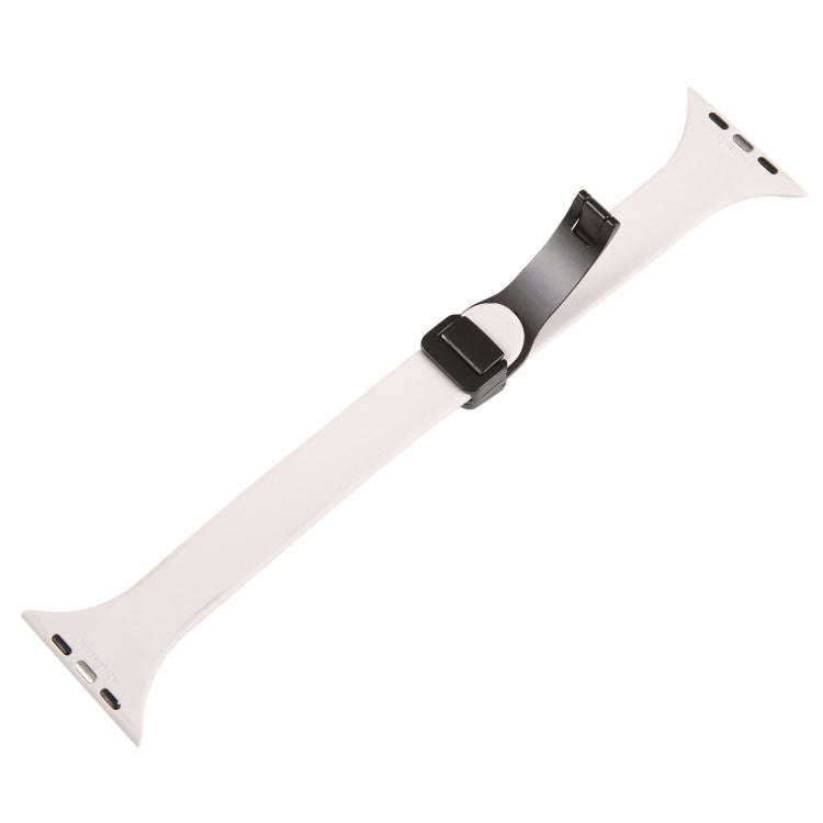 For Apple Watch Series 8 45mm  Magnetic Buckle Slim Silicone Watch Band(Starlight)