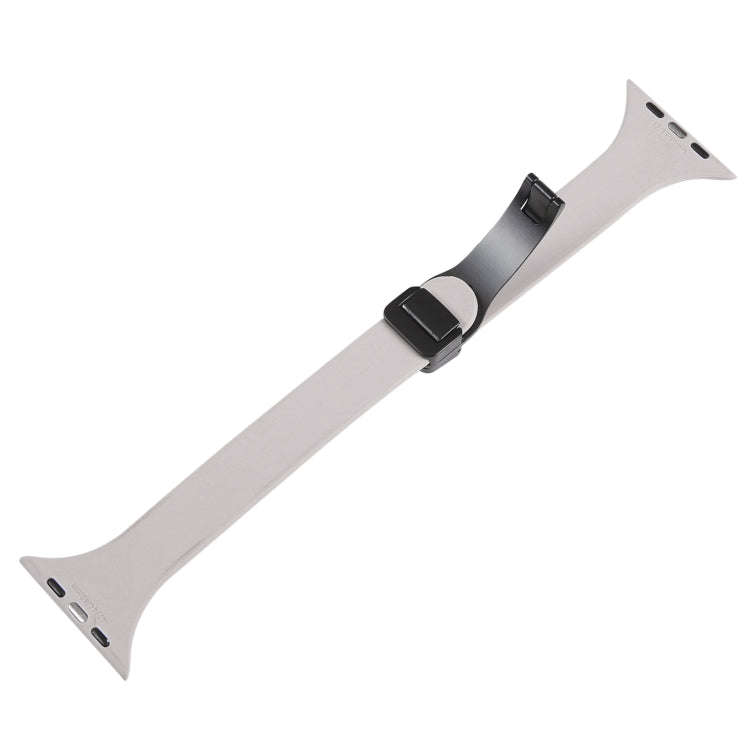 For Apple Watch Series 8 45mm  Magnetic Buckle Slim Silicone Watch Band(Rock Grey)