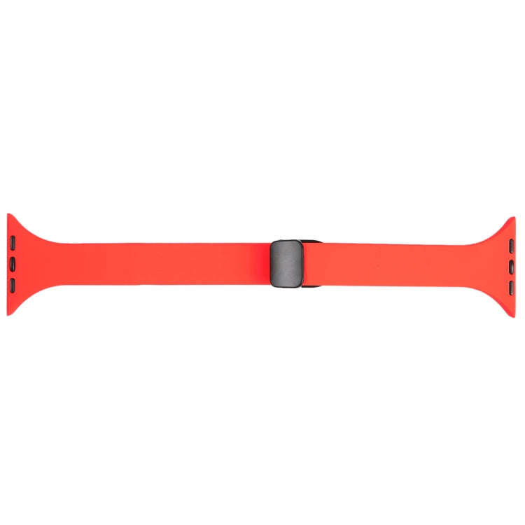 For Apple Watch SE 2022 44mm Magnetic Buckle Slim Silicone Watch Band(Red)