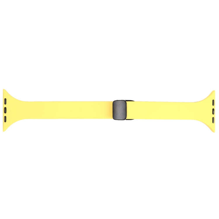 For Apple Watch SE 2022 44mm Magnetic Buckle Slim Silicone Watch Band(Light Yellow)