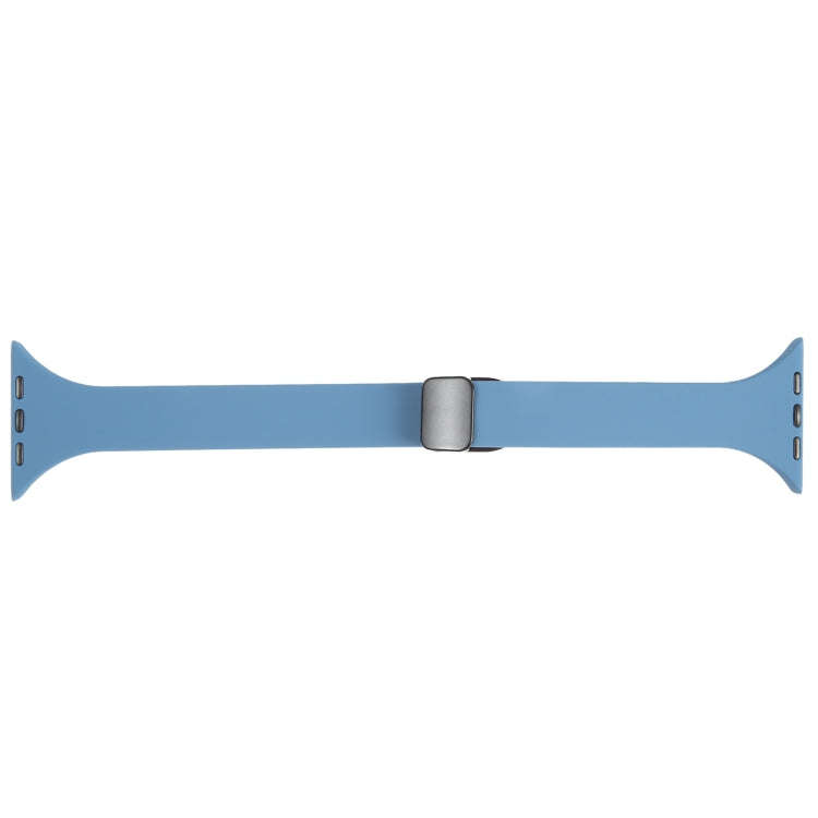 For Apple Watch SE 2022 44mm Magnetic Buckle Slim Silicone Watch Band(Blue)