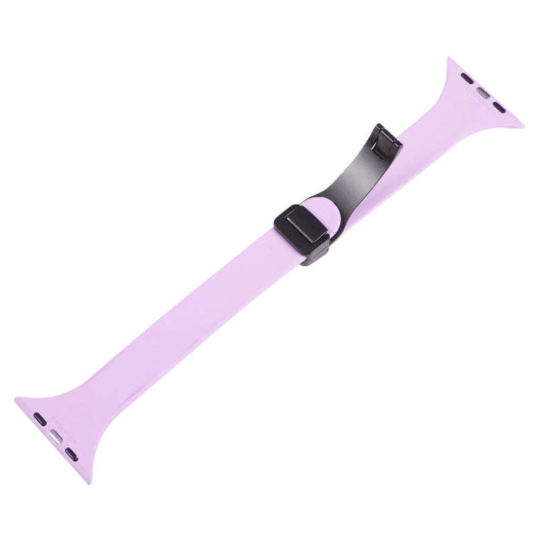 For Apple Watch Series 7 41mm Magnetic Buckle Slim Silicone Watch Band(Lavender)