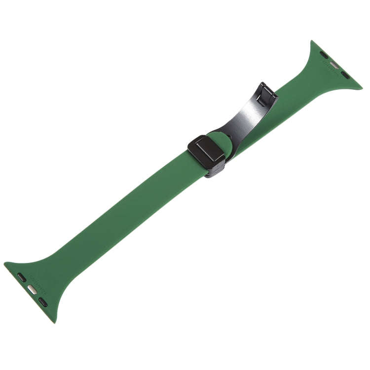 For Apple Watch Series 7 41mm Magnetic Buckle Slim Silicone Watch Band(Alfalfa Grass)