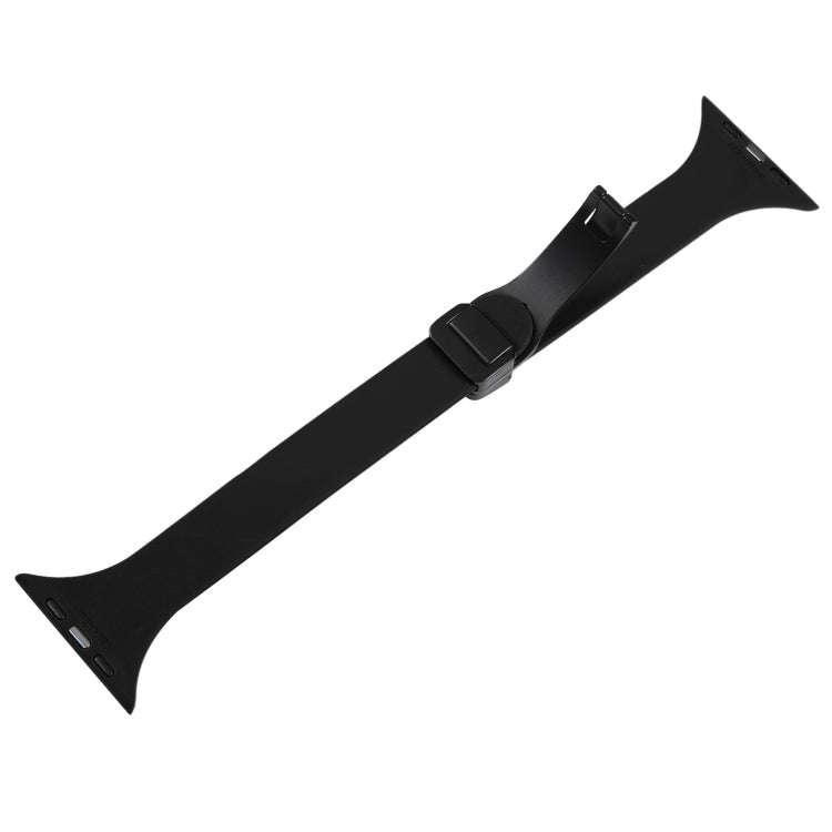 For Apple Watch Series 6 40mm Magnetic Buckle Slim Silicone Watch Band(Black)