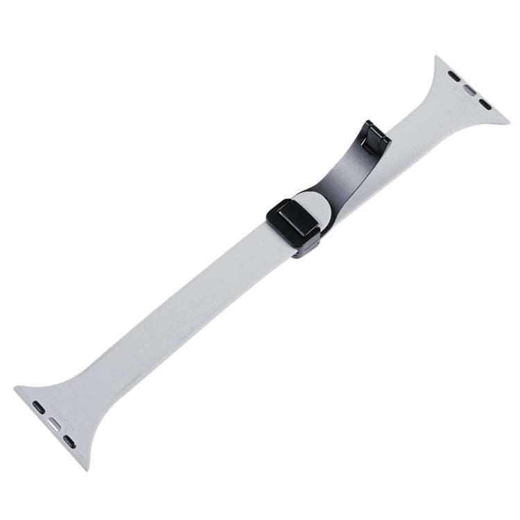 For Apple Watch Series 6 40mm Magnetic Buckle Slim Silicone Watch Band(Light Grey)