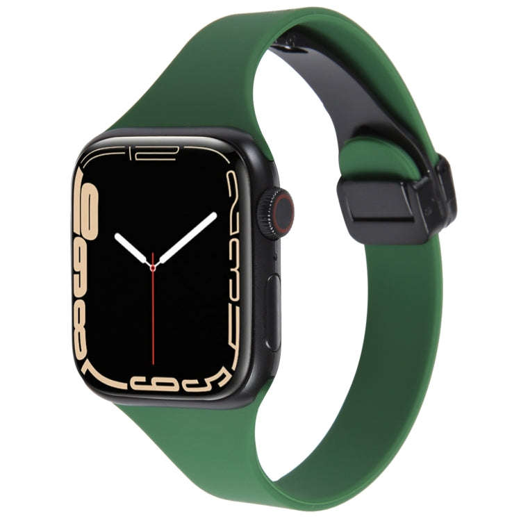 For Apple Watch Series 6 40mm Magnetic Buckle Slim Silicone Watch Band(Alfalfa Grass)