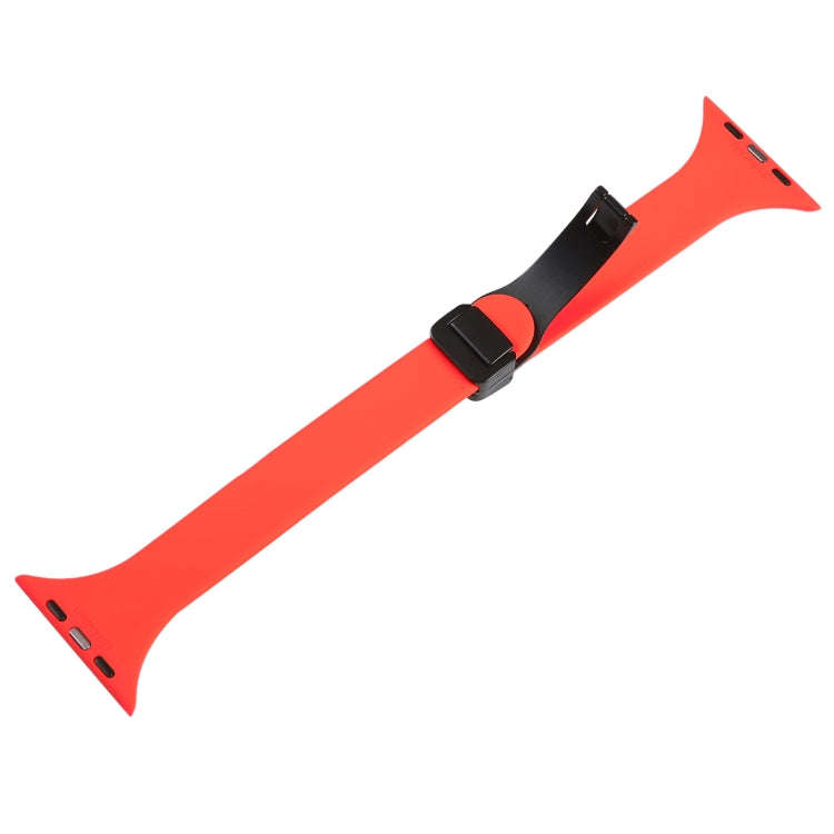 For Apple Watch Series 5 44mm Magnetic Buckle Slim Silicone Watch Band(Red)
