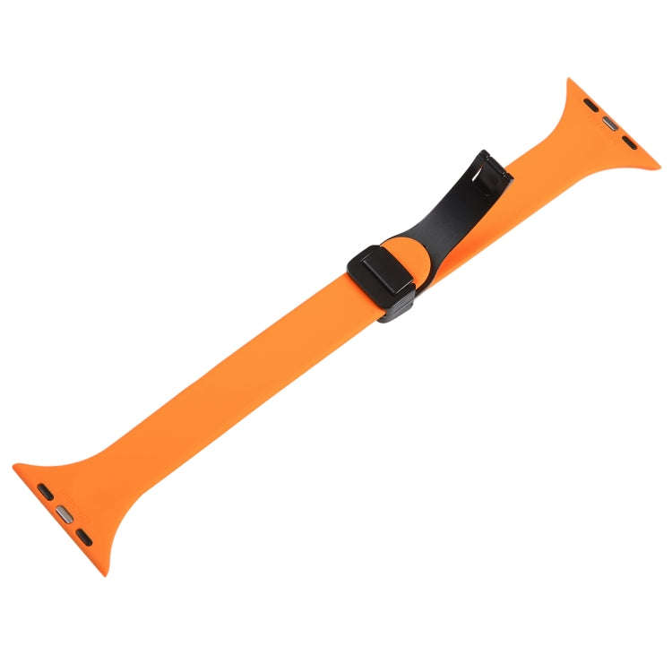 For Apple Watch Series 5 44mm Magnetic Buckle Slim Silicone Watch Band(Orange)