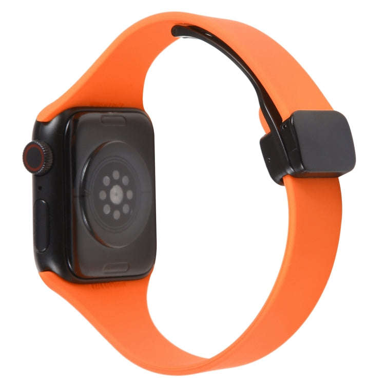 For Apple Watch Series 5 44mm Magnetic Buckle Slim Silicone Watch Band(Orange)