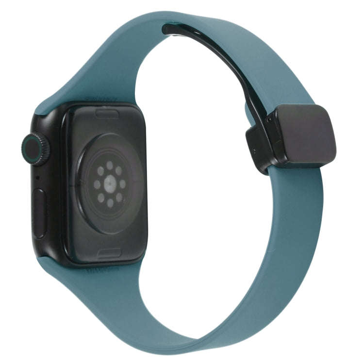 For Apple Watch Series 5 40mm Magnetic Buckle Slim Silicone Watch Band(Light Green)