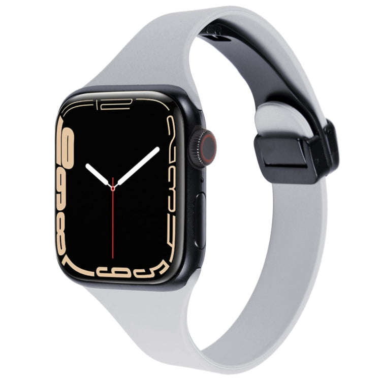 For Apple Watch Series 5 40mm Magnetic Buckle Slim Silicone Watch Band(Light Grey)