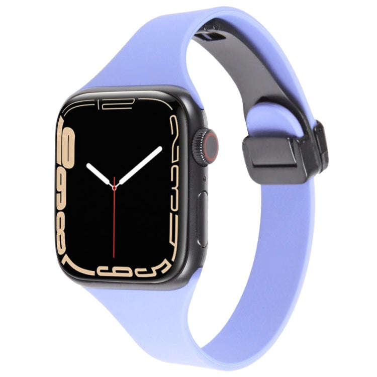 For Apple Watch Series 4 40mm Magnetic Buckle Slim Silicone Watch Band(Light Purple)