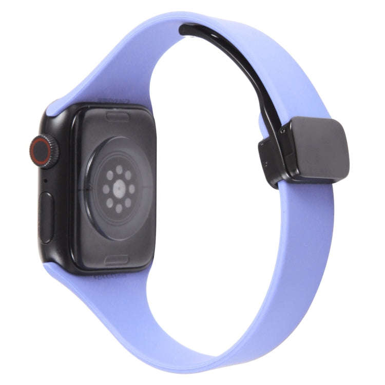For Apple Watch Series 4 40mm Magnetic Buckle Slim Silicone Watch Band(Light Purple)