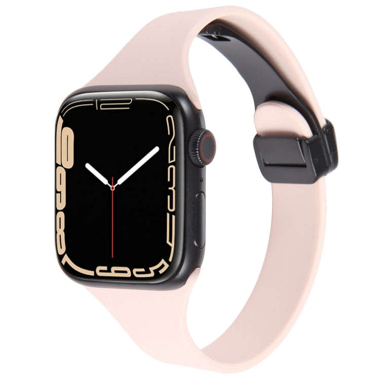 For Apple Watch Series 4 40mm Magnetic Buckle Slim Silicone Watch Band(Pink)