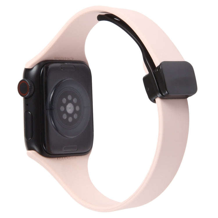 For Apple Watch Series 4 40mm Magnetic Buckle Slim Silicone Watch Band(Pink)