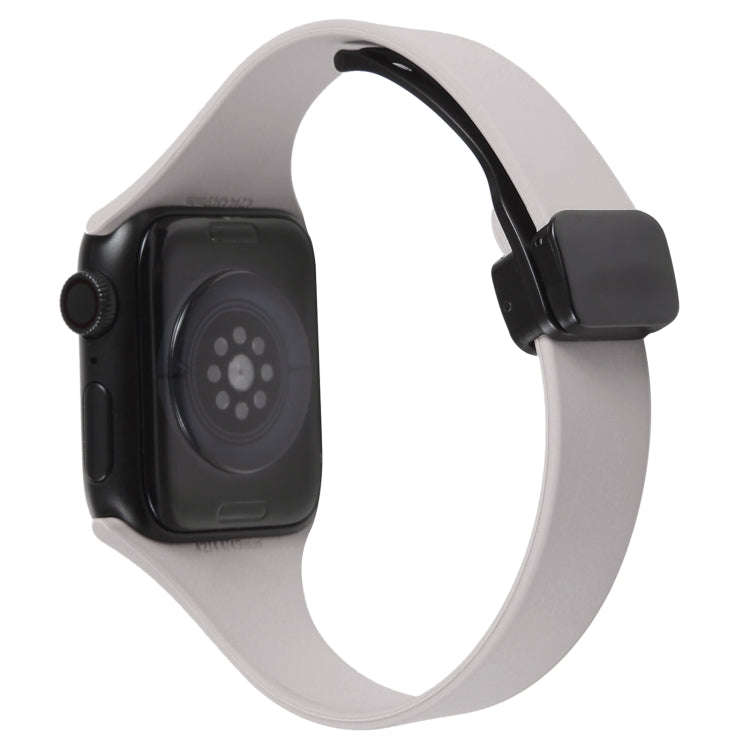 For Apple Watch Series 4 40mm Magnetic Buckle Slim Silicone Watch Band(Rock Grey)