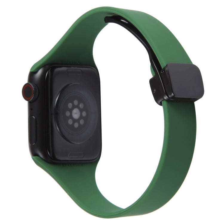 For Apple Watch Series 4 40mm Magnetic Buckle Slim Silicone Watch Band(Alfalfa Grass)