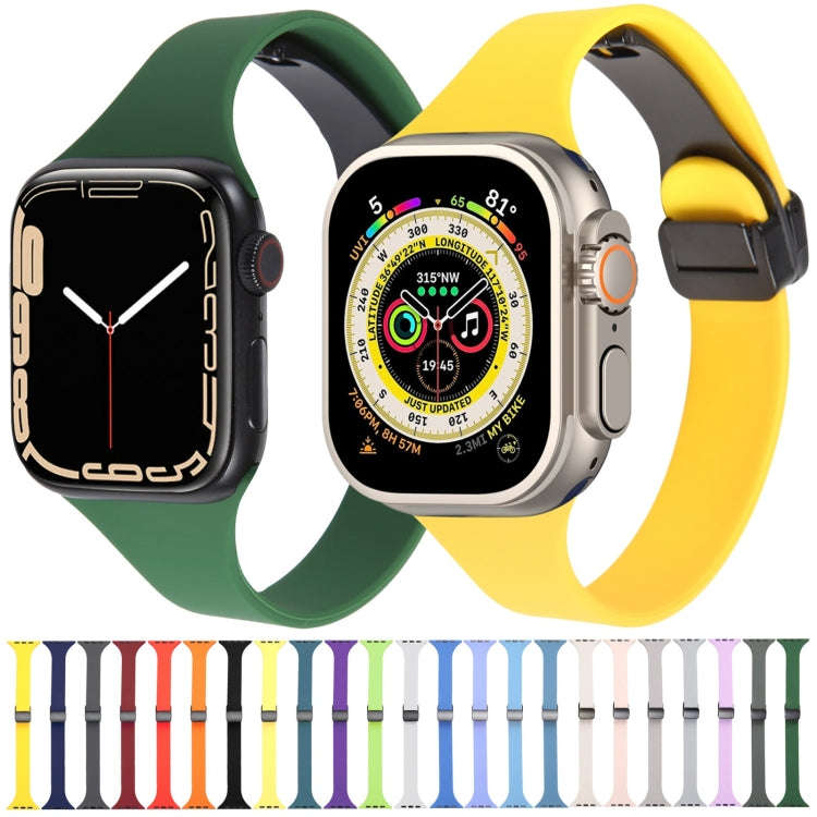 For Apple Watch SE 2022 40mm Magnetic Buckle Slim Silicone Watch Band(Midnight Blue)