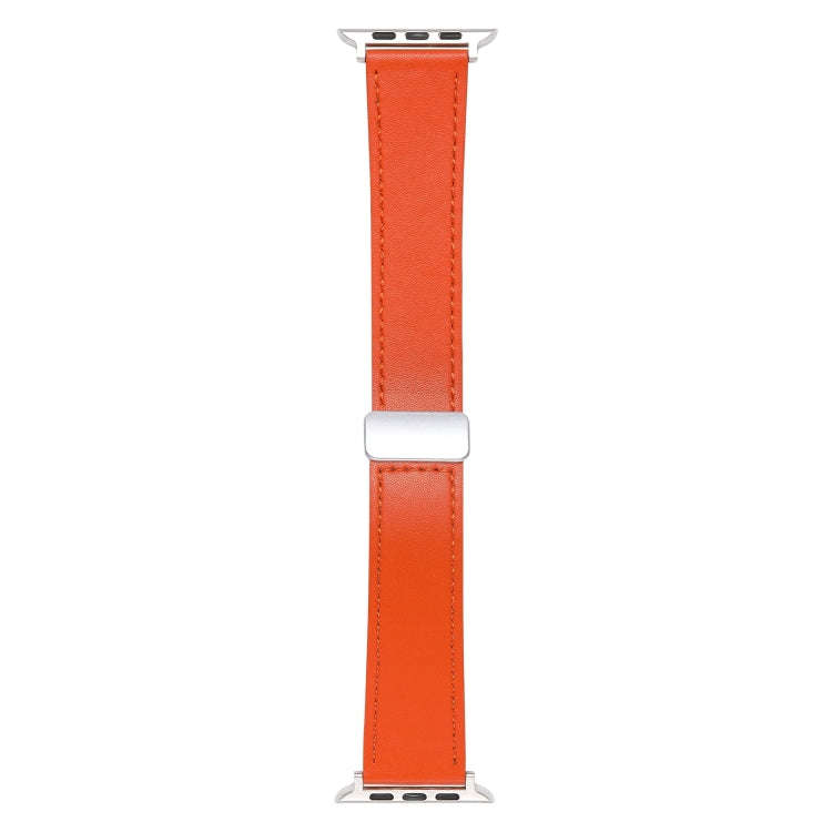 For Apple Watch SE 2022 40mm Magnetic Buckle Skin Feel Leather Watch Band(Orange)