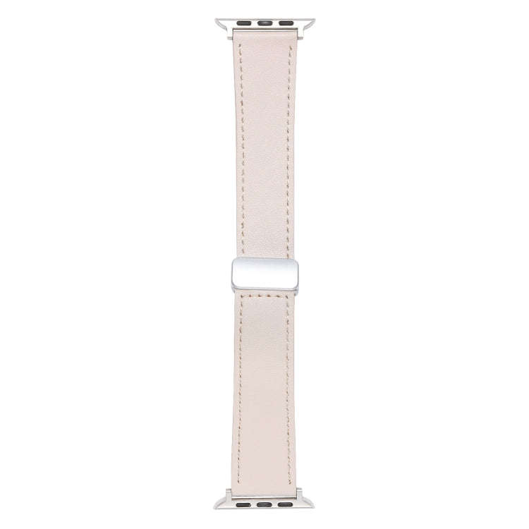 For Apple Watch SE 2022 44mm Magnetic Buckle Skin Feel Leather Watch Band(Apricot)