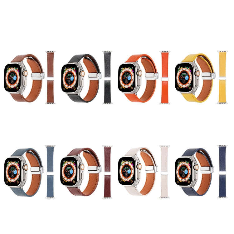 For Apple Watch SE 40mm Magnetic Buckle Skin Feel Leather Watch Band(Apricot)