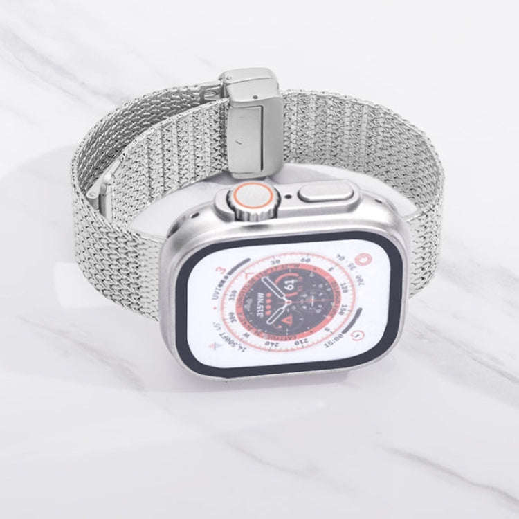 For Apple Watch Series 7 41mm Magnetic Buckle Herringbone Mesh Metal Watch Band(Pink)