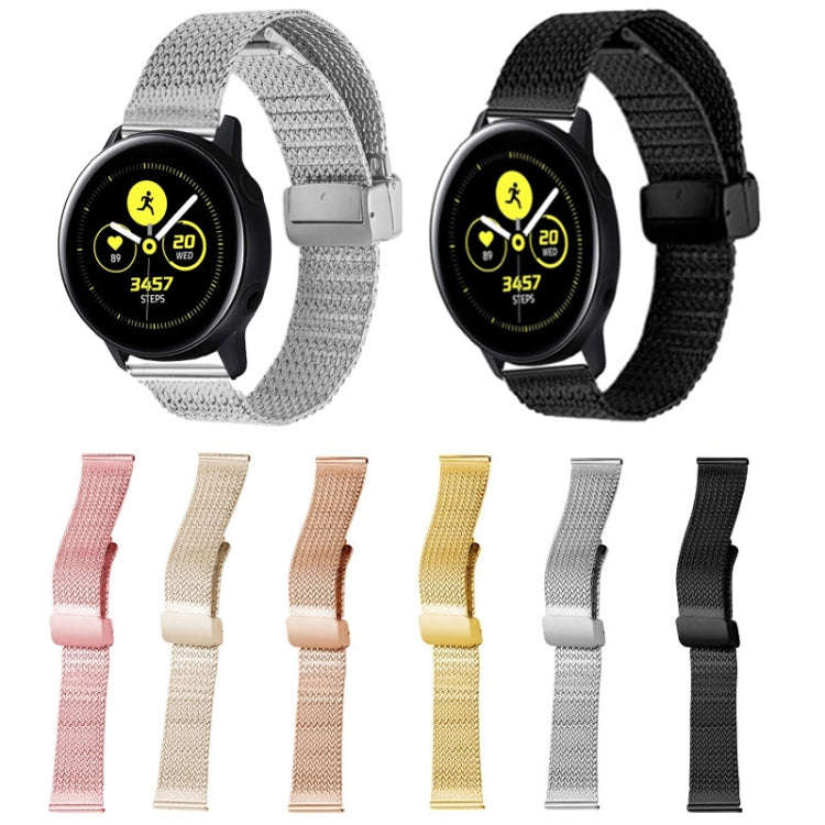 22mm Magnetic Buckle Herringbone Mesh Metal Watch Band for Samsung Galaxy Watch(Pink)