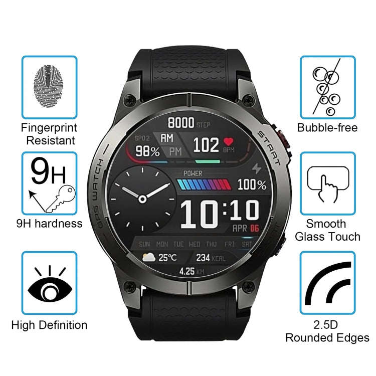 For Zeblaze Stratos 3 10pcs 0.26mm 2.5D 9H Tempered Glass Film Watch Screen Protector