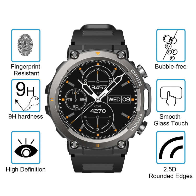 For Zeblaze Vibe 7 50pcs 0.26mm 2.5D 9H Tempered Glass Film Watch Screen Protector