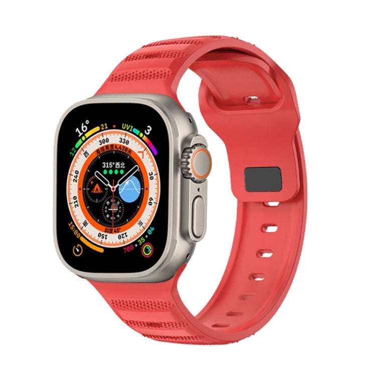 For Apple Watch Ultra 49mm Dot Texture Fluororubber Watch Band(Red)